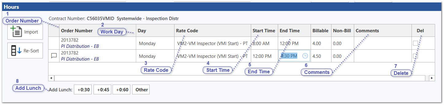 Add Hours to Timecard
