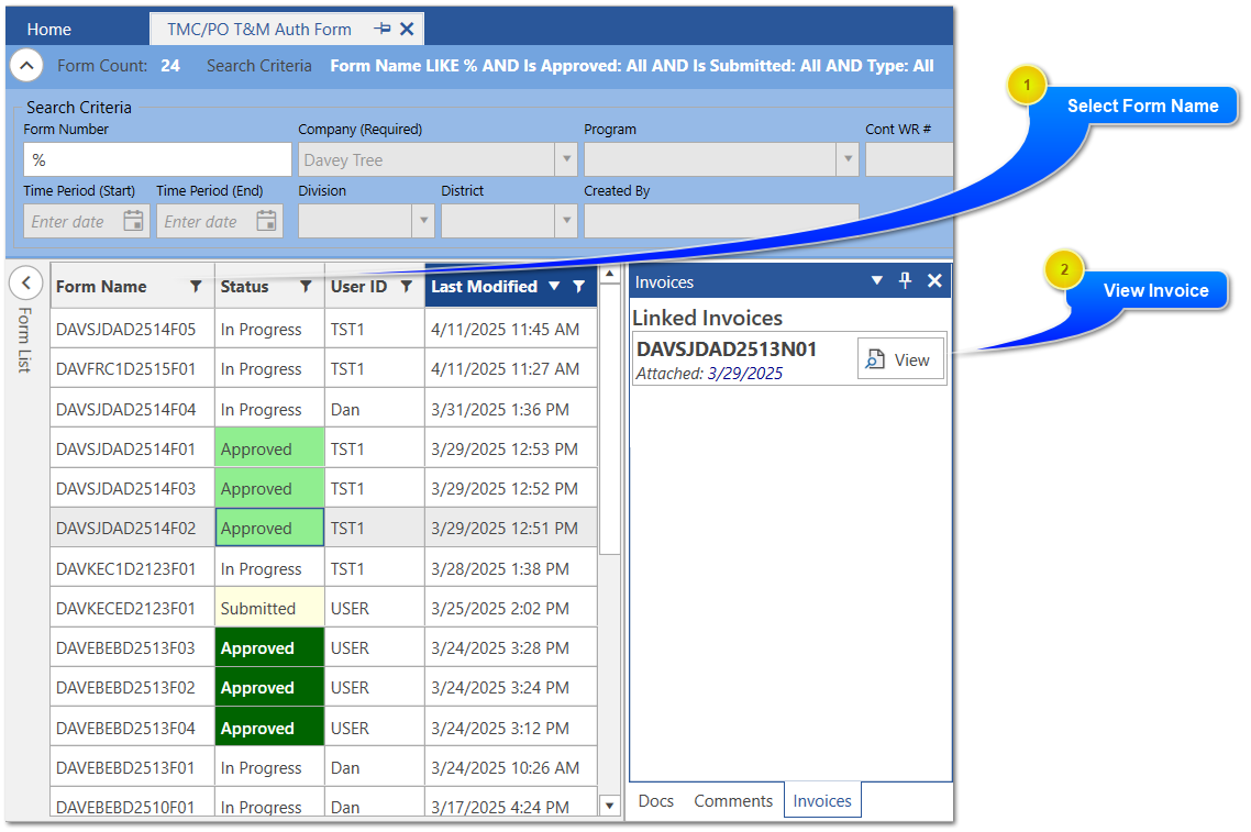 Linked Invoices
