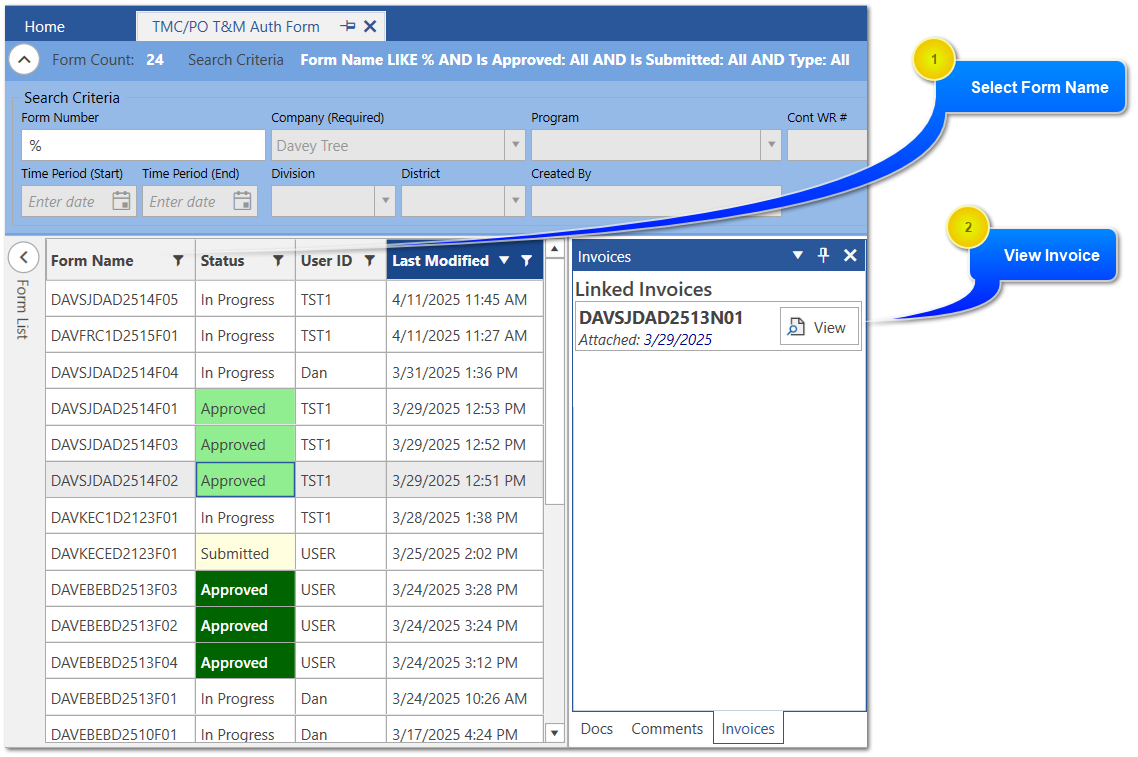 Linked Invoices