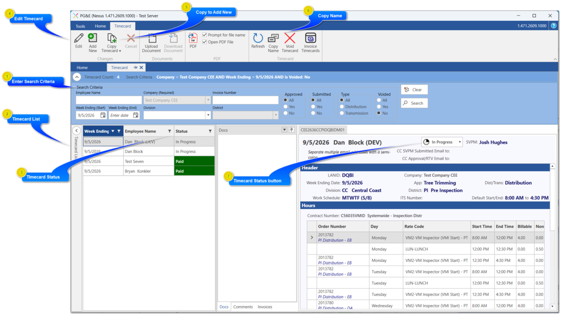 View/Edit/Copy_New for existing timecards